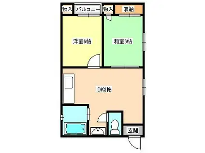 サウスヒル琴平(2DK/2階)の間取り写真