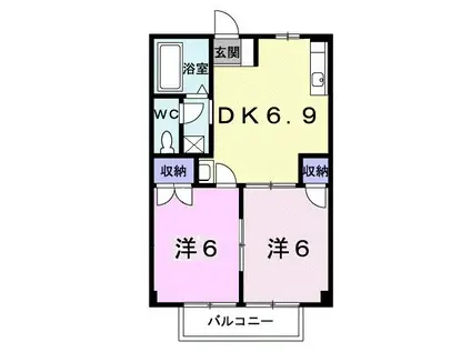 ニューシティパートIII(2DK/2階)の間取り写真