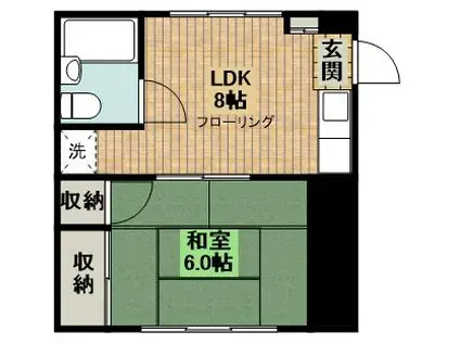 ハイムオオヤマ(1LDK/1階)の間取り写真