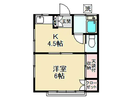 寿荘(1K/2階)の間取り写真