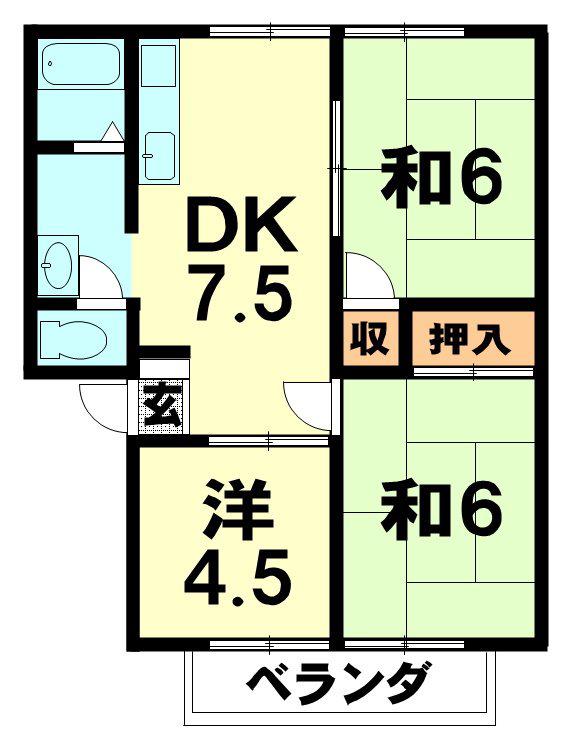 ウィステリアハイム(3DK/2階)の間取り写真