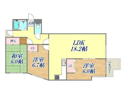 コスモメイト甲陽(3LDK/3階)の間取り写真