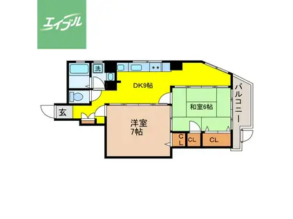 光風堂ビル(2DK/4階)の間取り写真