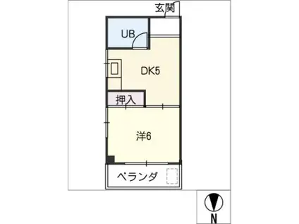 二村マンション(1DK/2階)の間取り写真