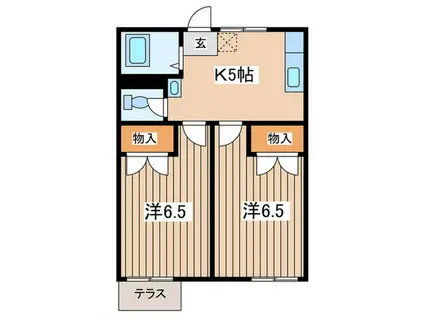 辻堂ハイム(2K/1階)の間取り写真