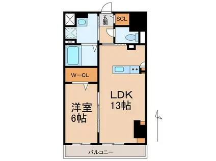 友田町店舗付きマンション(1LDK/7階)の間取り写真