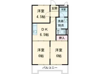 シルキーハイツ(3DK/2階)の間取り写真