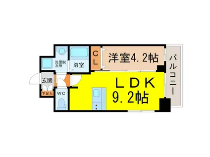 ファステート名古屋ラプソティ(1LDK/9階)の間取り写真
