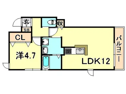 ブランレオーノ南須磨(1LDK/3階)の間取り写真