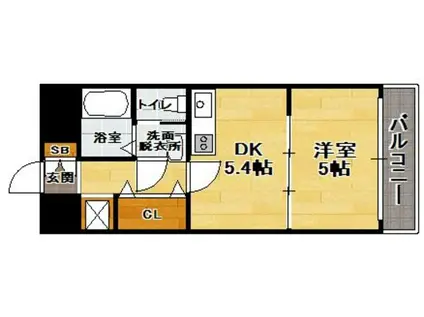 ピュアドームスタシオン箱崎(1DK/4階)の間取り写真