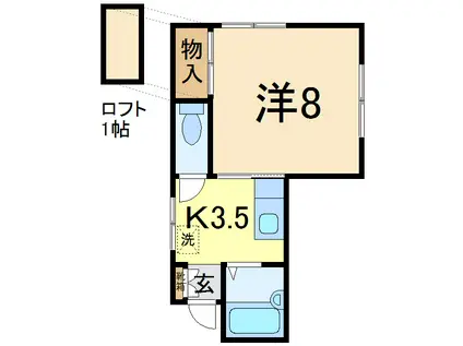 上越新幹線 長岡駅 徒歩15分 2階建 築27年(1K/1階)の間取り写真