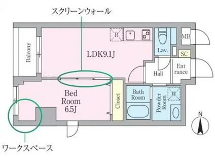 BRILLANTERYOGOKU(1LDK/1階)の間取り写真
