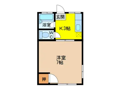 一刻館ハイツ(1K/1階)の間取り写真