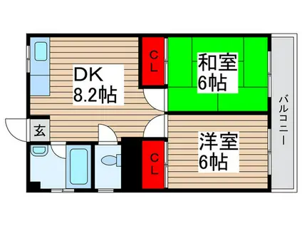 八柱第二京葉ハイツ(2DK/4階)の間取り写真