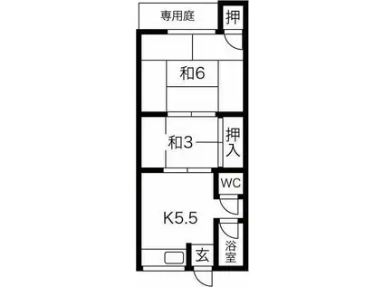 中屋ハウス(2DK/2階)の間取り写真