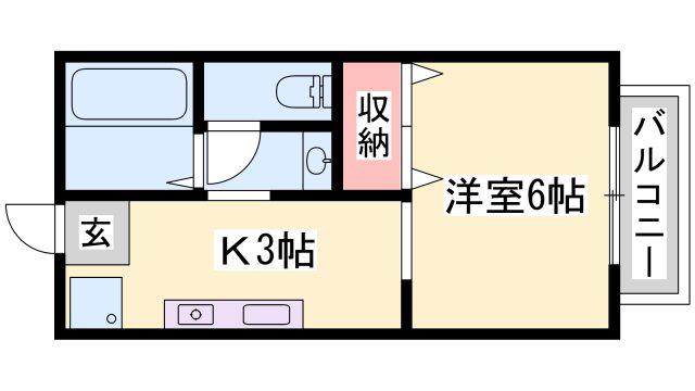 メゾンヤクシ(1K/1階)の間取り写真