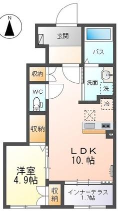 グランディオ(1LDK/1階)の間取り写真