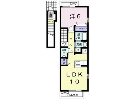 ラッキーセブンII(1LDK/2階)の間取り写真