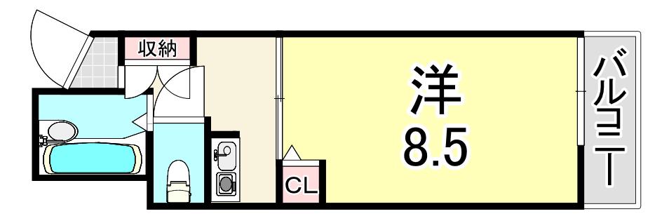 シード1(1K/2階)の間取り写真