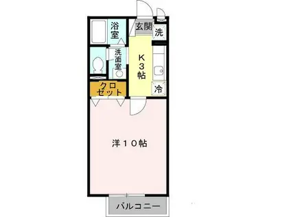 ラ・フローラル・ツィンII(1K/2階)の間取り写真