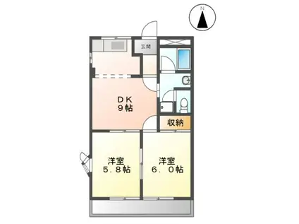 WOOD STOCKI(2DK/1階)の間取り写真