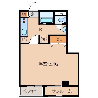 グリーンガーデン(1K/3階)の間取り写真