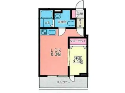 メリディアン迫壱番館(1LDK/2階)の間取り写真