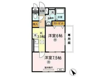 プレミール(2K/1階)の間取り写真