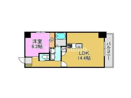 レーヴメゾン出屋敷(1LDK/15階)の間取り写真