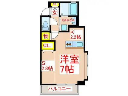 KANON(ワンルーム/2階)の間取り写真