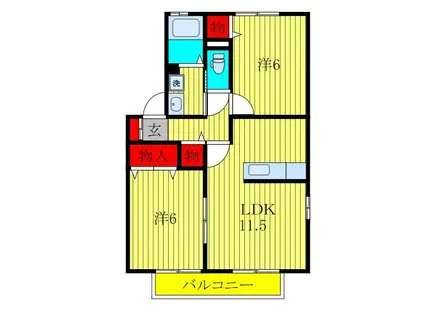 ヴェルクレール壱番館(2LDK/1階)の間取り写真