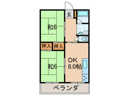 アリコヴェール甲子園(2DK/2階)の間取り写真