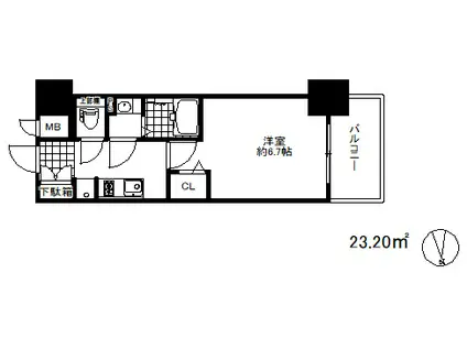 プレサンスザ神戸(1K/4階)の間取り写真