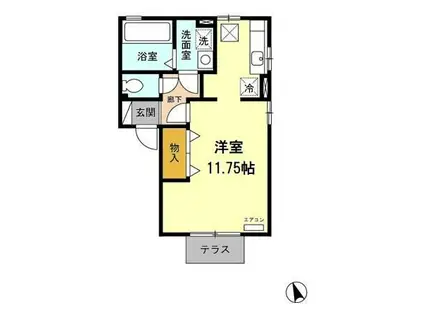 ヴィラ・サンライズB棟(ワンルーム/1階)の間取り写真