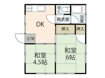 旭アパート B棟(2K/2階)の間取り写真