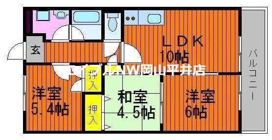 ネクスト倉田 西館(3LDK/2階)の間取り写真