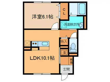 グランドールKR I(1LDK/1階)の間取り写真