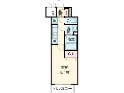 ディアレイシャス名古屋中村公園II(1K/6階)の間取り写真