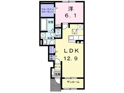 ローズビースト(1LDK/1階)の間取り写真