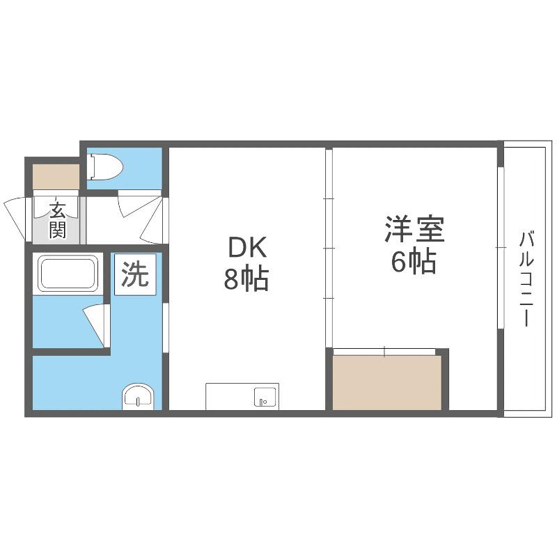 アーバン北2条ビル(1LDK/6階)の間取り写真