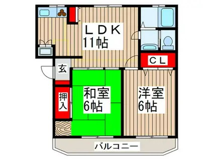ヒルズハピネス(2LDK/4階)の間取り写真