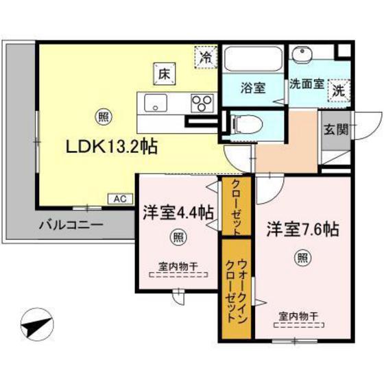 PREMIER矢賀(2LDK/1階)の間取り写真