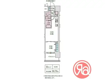 スプランディッド本町東DUE(1LDK/10階)の間取り写真
