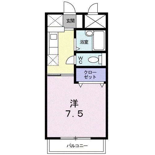BLUE・SKY鴻川(1K/2階)の間取り写真