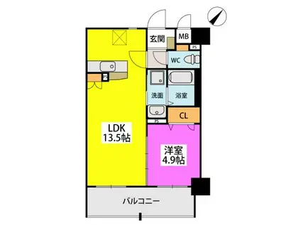 ベルカンパーニュ(1LDK/4階)の間取り写真
