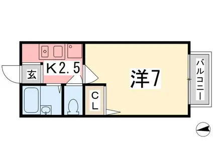 クリエイト天満A(1K/1階)の間取り写真