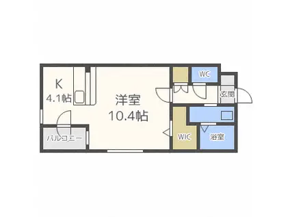 ドルチェヴィータ(1K/3階)の間取り写真