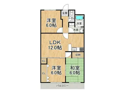 ハイムアゼーリア(3LDK/6階)の間取り写真