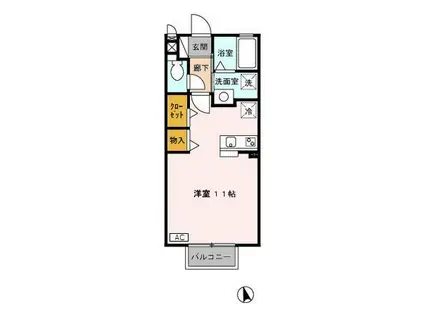 ソレイユK(ワンルーム/2階)の間取り写真