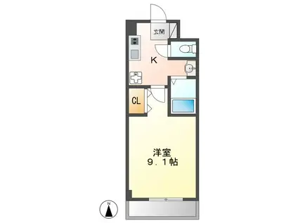 ボヌール(1K/2階)の間取り写真